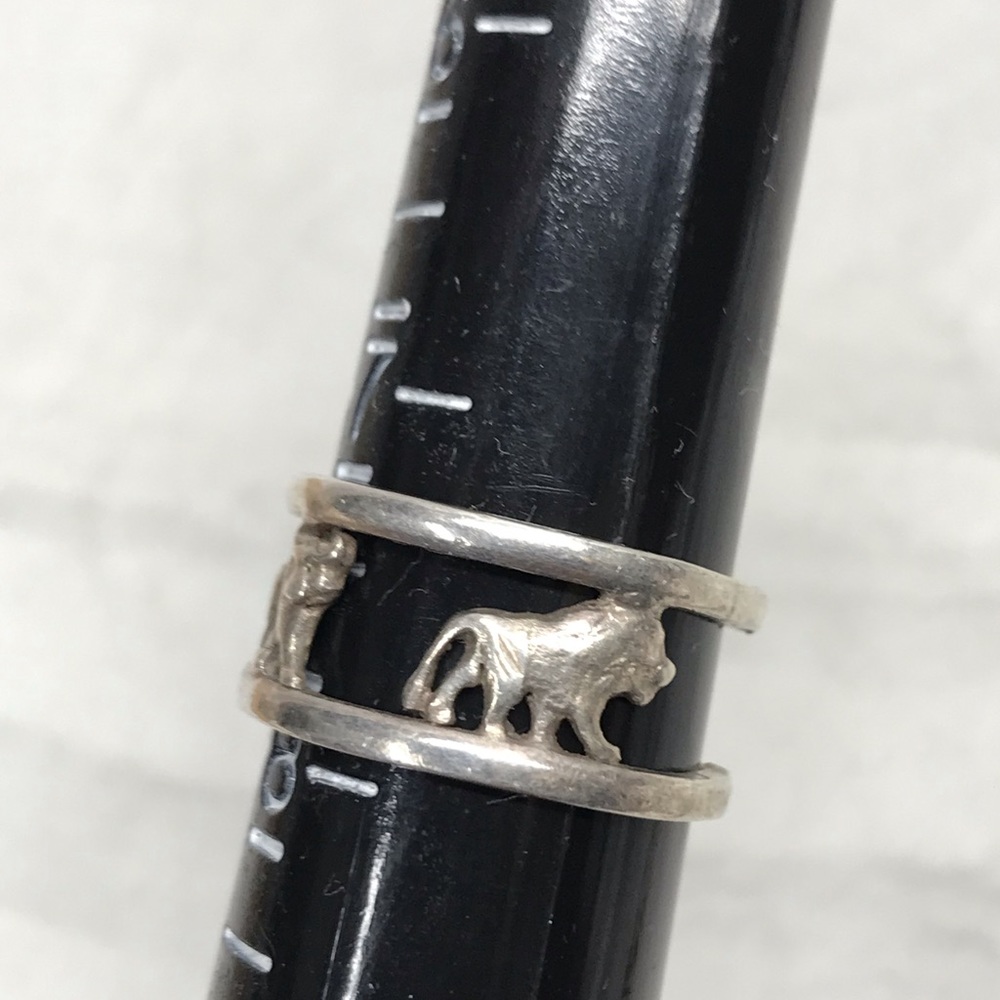 Vintage Sterling Silver Animal Ring Lion Rhino Hippo - Picture 5 of 15